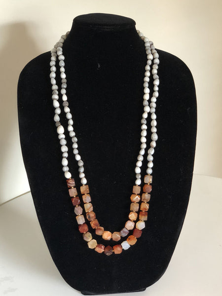 Apricot Chunk Multi-Strand Seed Necklace