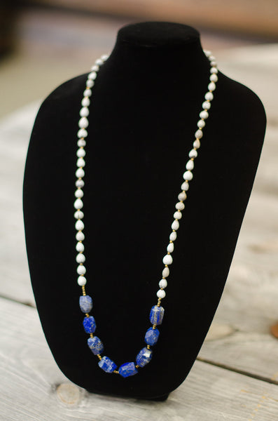 Blue Lapis Seed Necklace