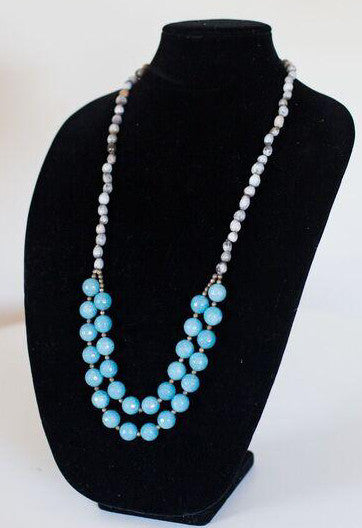 Blue Angeline Drop-Down Seed Necklace