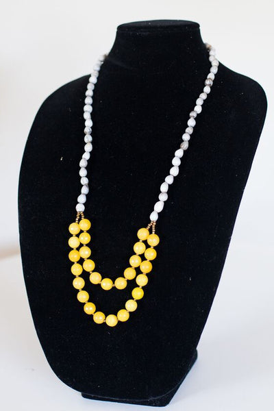 Yellow Jade Drop-Down Seed Necklace