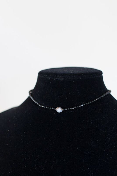 Black Choker Bead Necklace